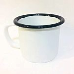 Emaye Kupa Beyaz Ağız Siyah