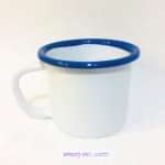 Emaye Kupa Beyaz Ağız Lacivert