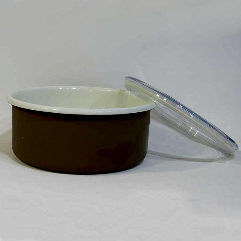 Emaye Bisküvi Kutusu Kahve