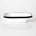 Emaye Mini Kare Meze Tabağı Beyaz Siyah