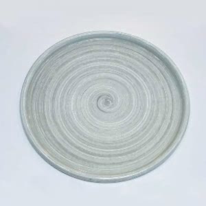 Emaye Tabak Tepsi Çizgi Desen Gri 