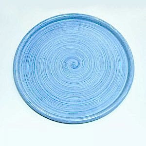 Emaye Tabak Tepsi Çizgi Desen Lacivert