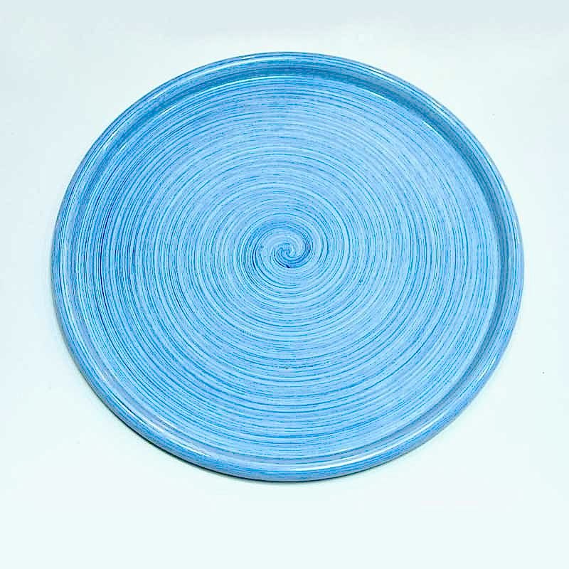 Emaye Tabak Tepsi Çizgi Desen Lacivert