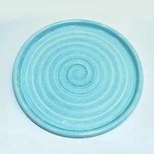 Emaye Tabak Tepsi Çizgi Desen Turkuaz 