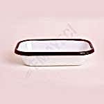 Emaye Dikdörtgen Meze Tabağı Beyaz Kordon Siyah