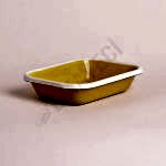 Emaye Dikdörtgen Meze Tabağı Sarı Kordon Beyaz