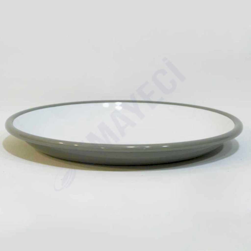 Emaye Derin Düz Servis Tabağı Gri