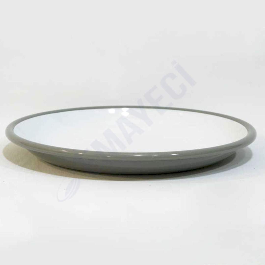 Emaye Derin Düz Servis Tabağı Gri