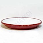 Emaye Derin Düz Servis Tabağı Kırmızı