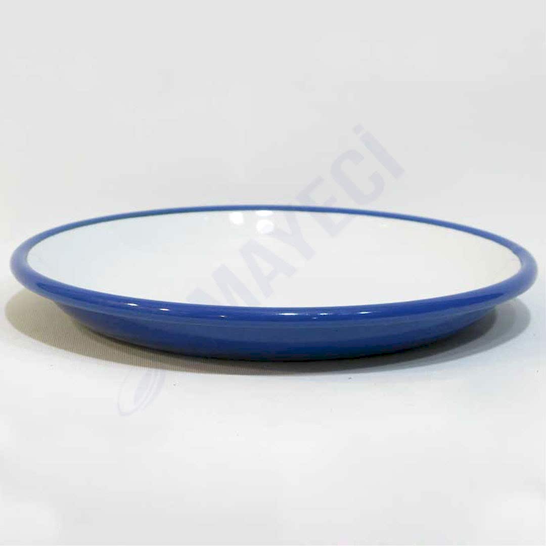 Emaye Derin Düz Servis Tabağı Lacivert