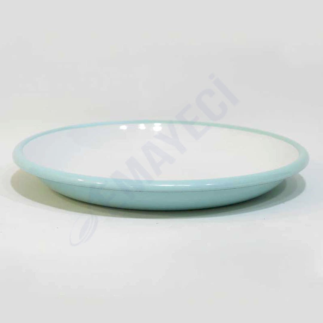 Emaye Derin Düz Servis Tabağı Nil Mavi