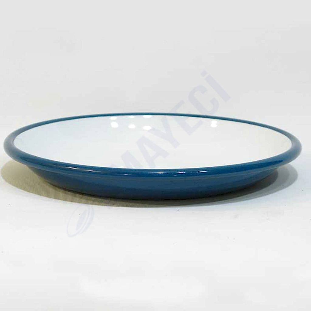 Emaye Derin Düz Servis Tabağı Petrol Yeşili