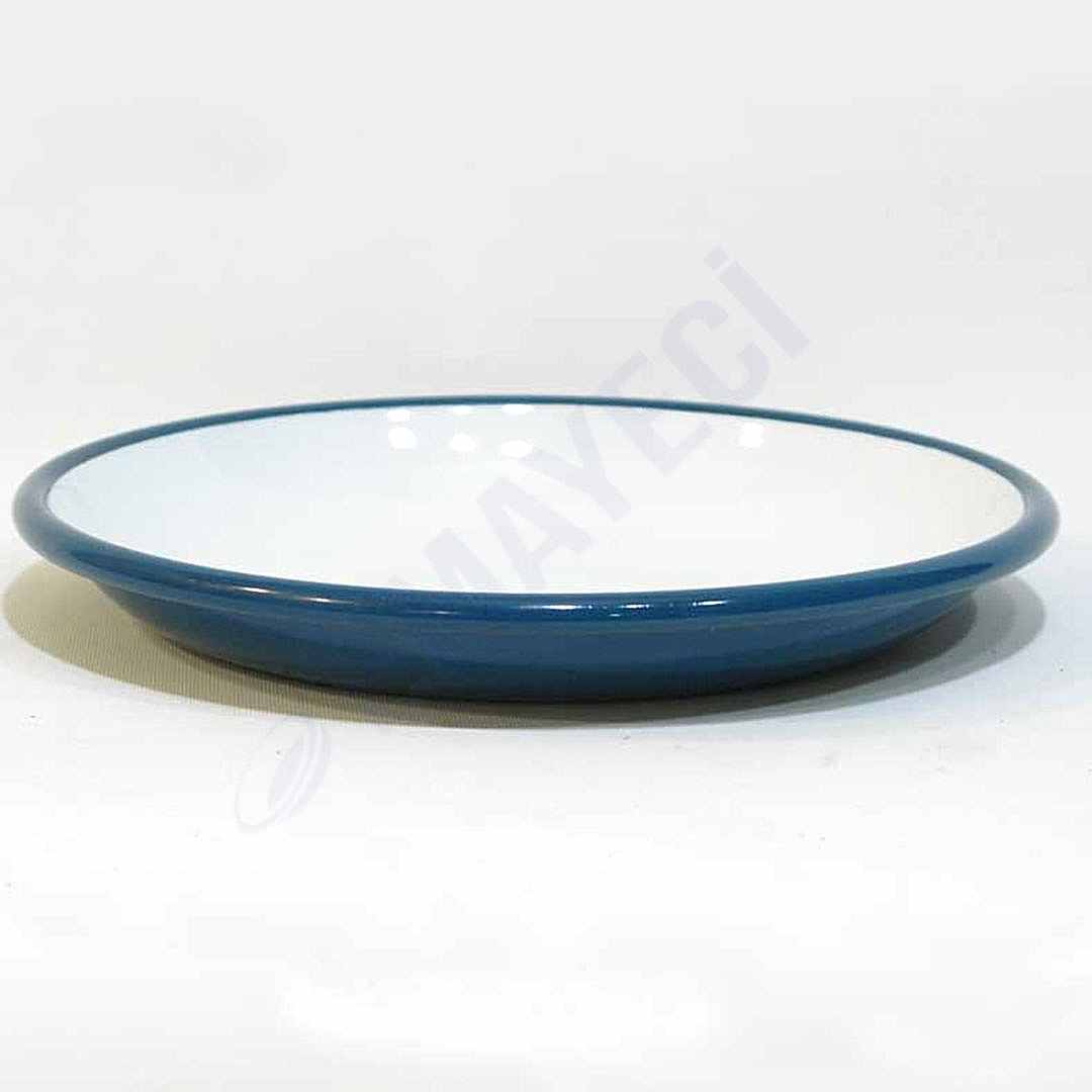 Emaye Derin Düz Servis Tabağı Petrol Yeşili