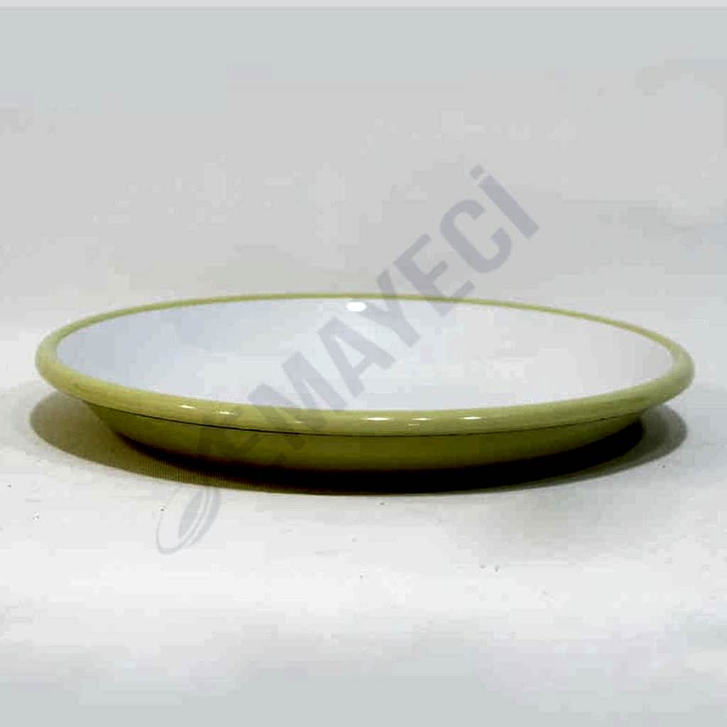 Emaye Derin Düz Servis Tabağı Sarı