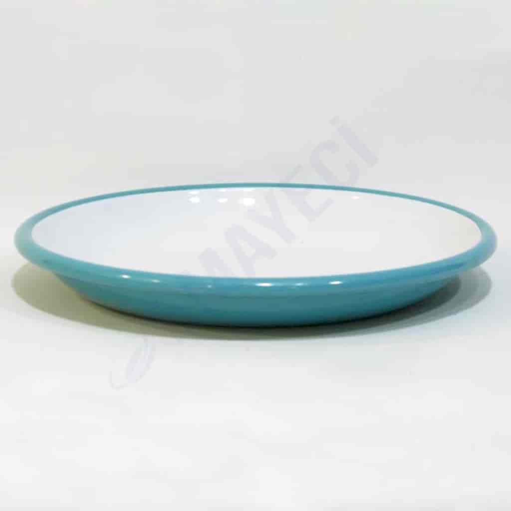 Emaye Derin Düz Servis Tabağı Turkuaz