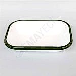 Emaye Dikdörtgen Meze Tabağı Beyaz Kordon Asker Yeşili