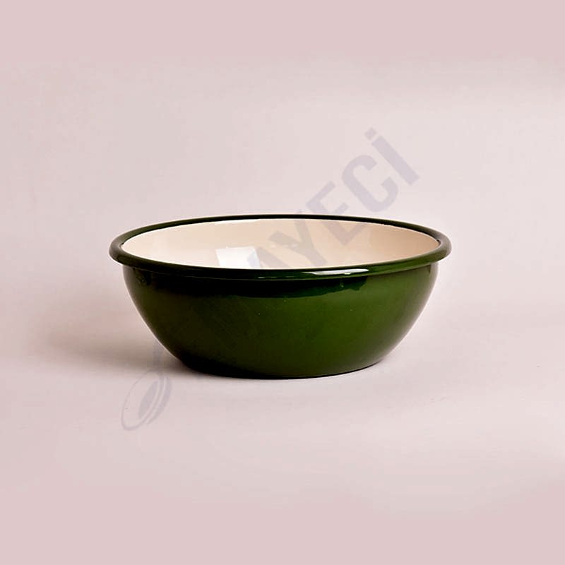 Emaye Kase 26 cm Asker Yeşili