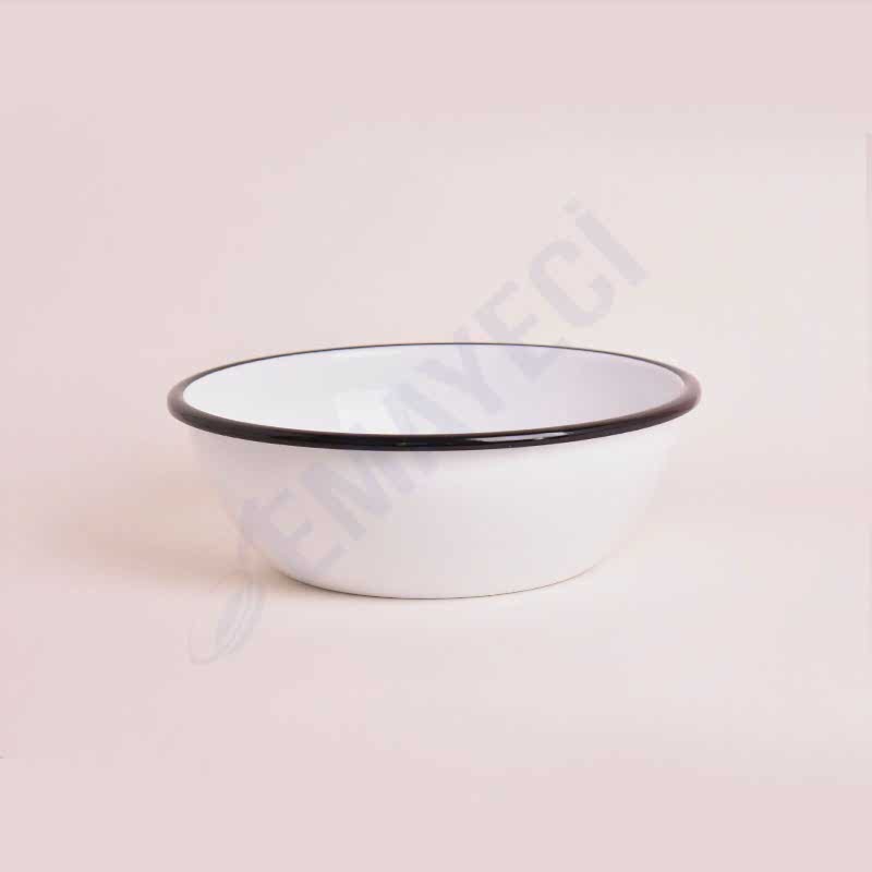 Emaye Kase 26 cm Beyaz Kordon Siyah