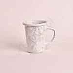 Emaye Kulplu Küçük Bardak Ebruli Desen Kahve Beyaz