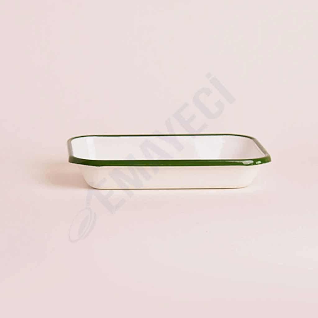 Emaye Meze Tabağı 21 x 16 cm Asker Yeşili