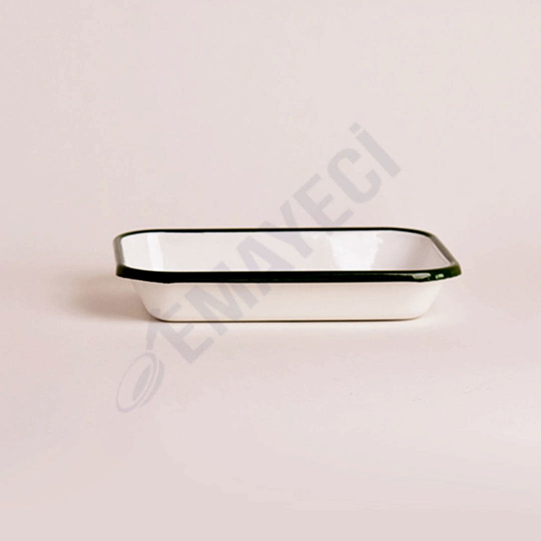 Emaye Meze Tabağı 21 x 16 cm Asker Yeşili