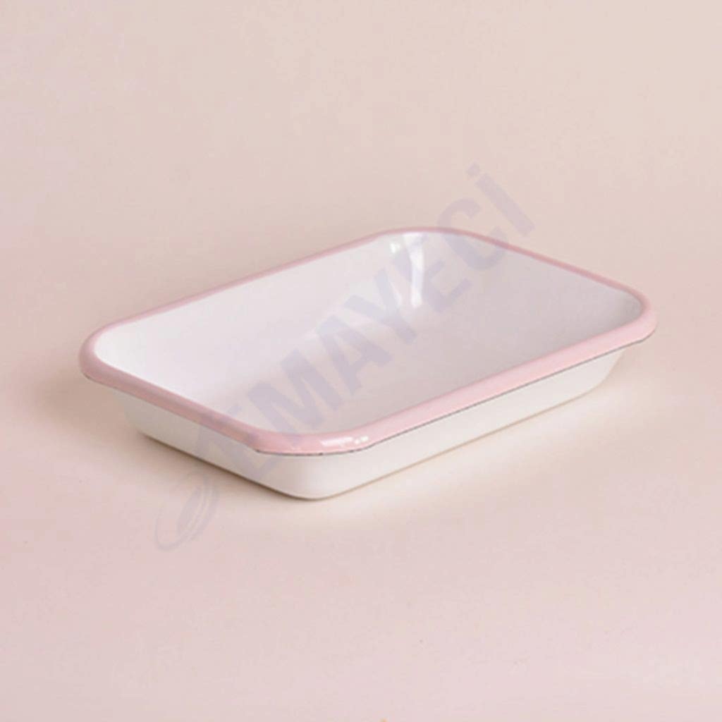 Emaye Meze Tabağı 21 x 16 cm Pembe Kordon