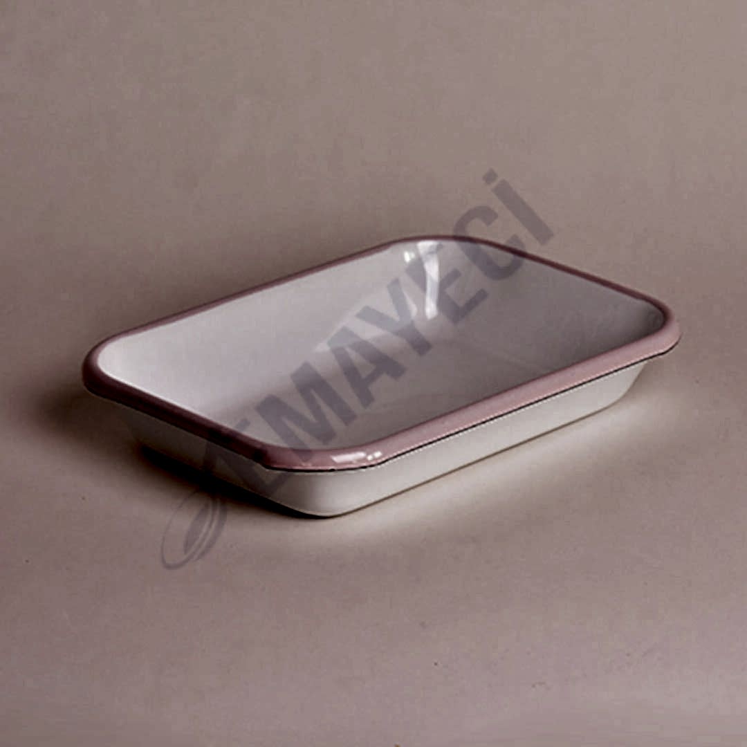 Emaye Meze Tabağı 21 x 16 cm Pembe Kordon