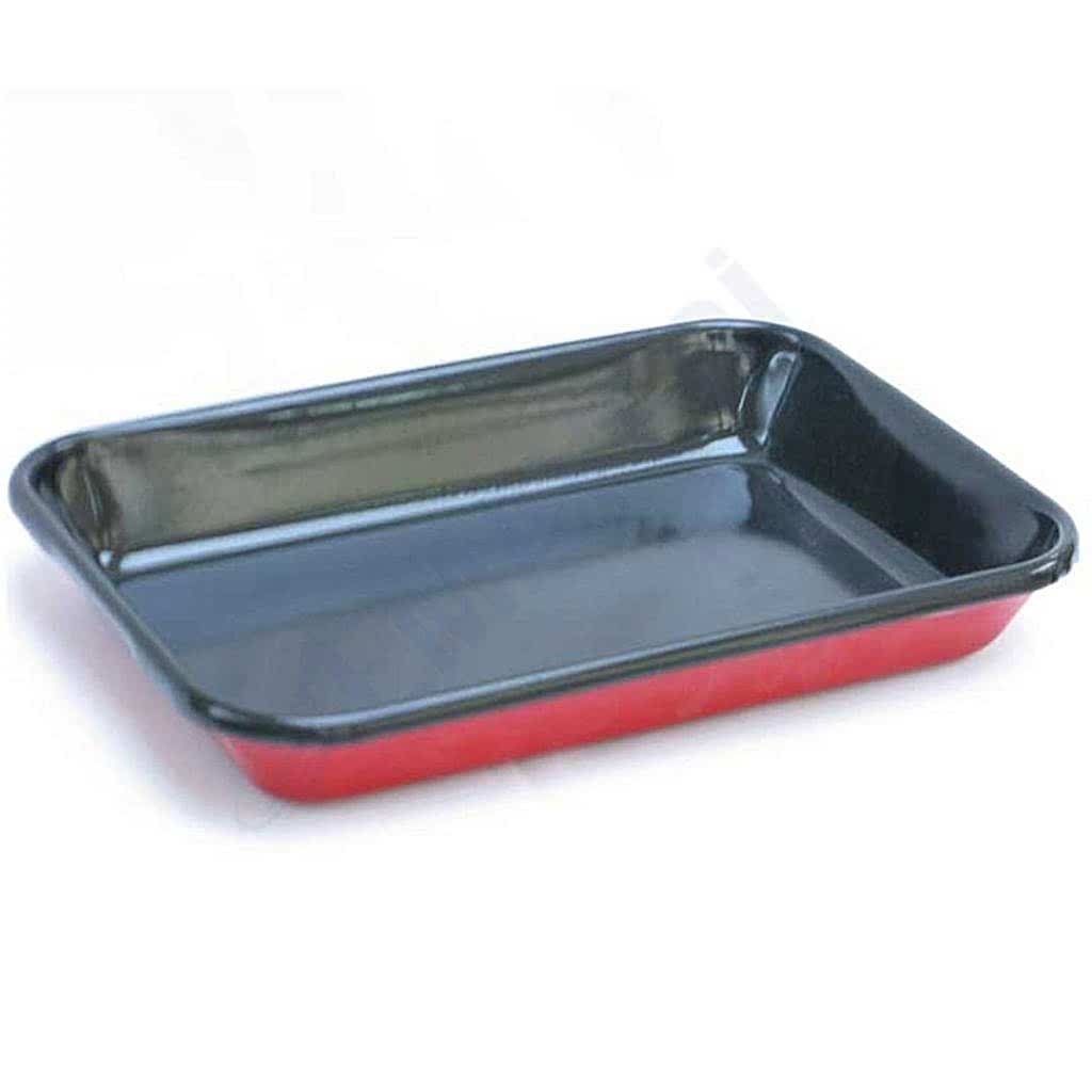 Emaye Meze Tabağı 26 x 18 cm Kırmızı Siyah