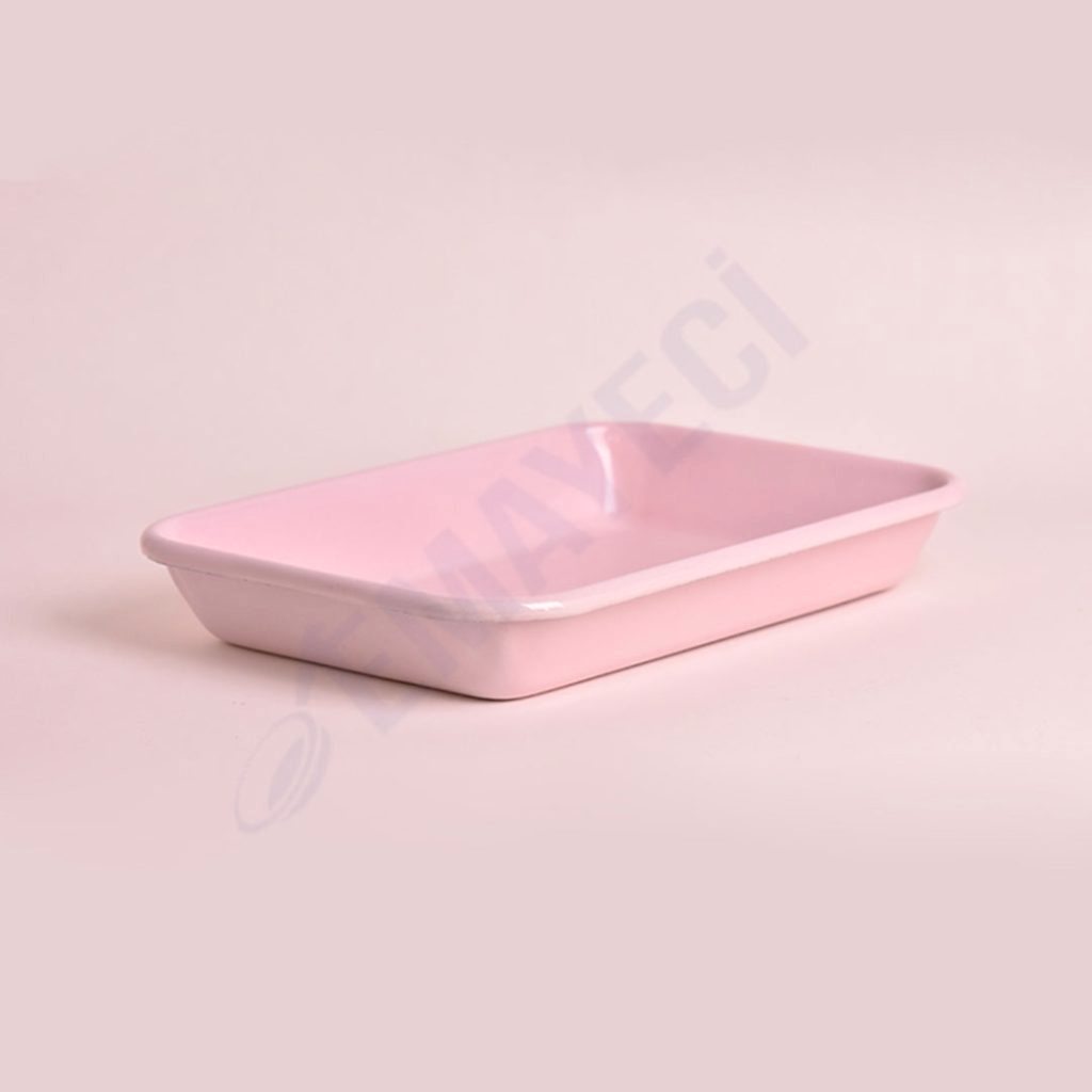 Emaye Meze Tabağı 26 x 18 cm Pembe2