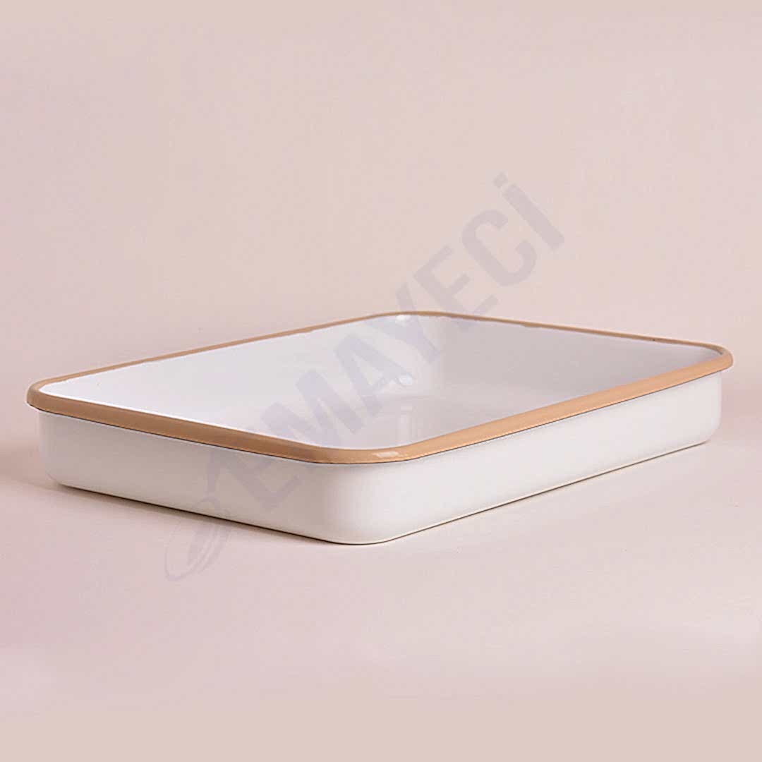Emaye Dikdörtgen Fırın Tepsisi Beyaz