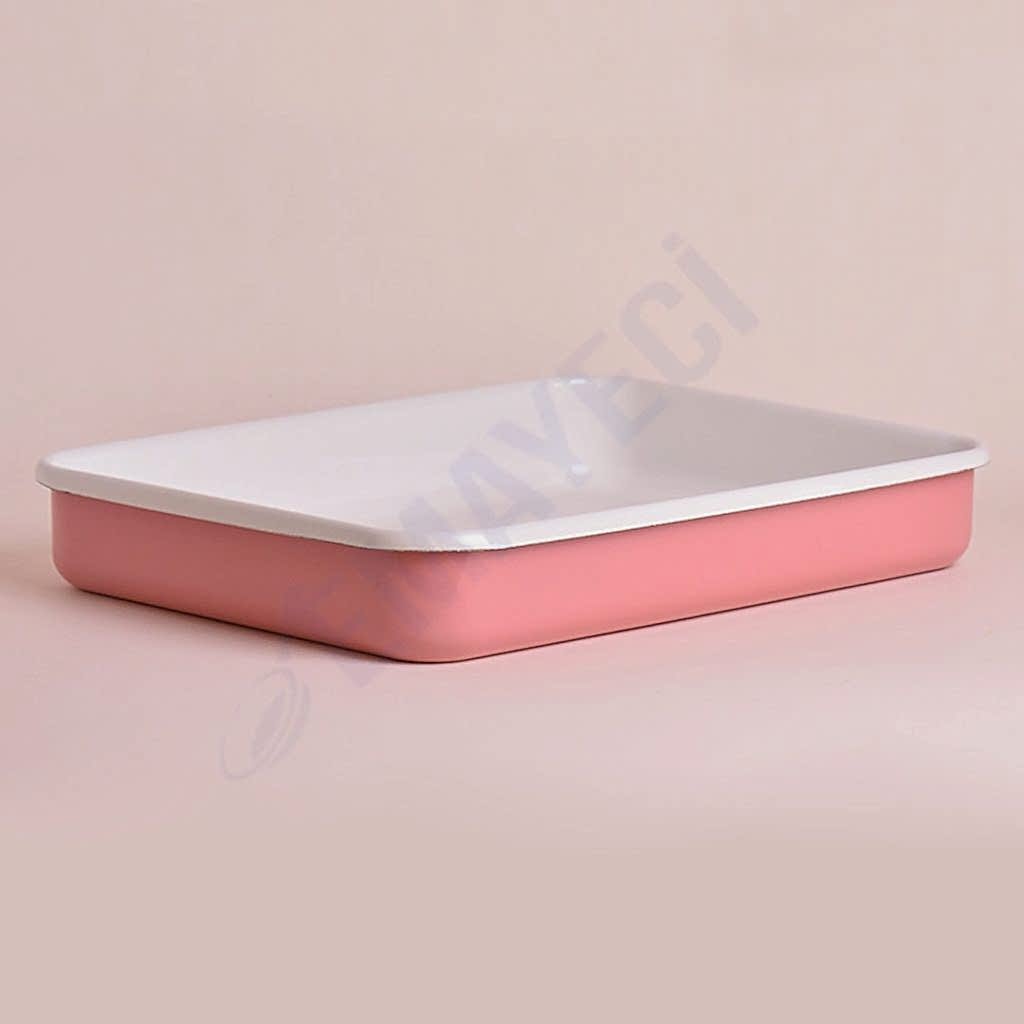 Emaye Dikdörtgen Fırın Tepsisi Pembe