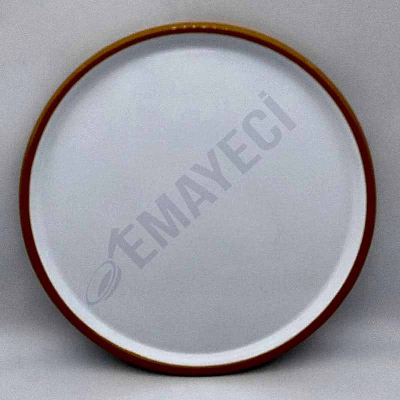 Emaye Pizza Tabağı Beyaz Sarı