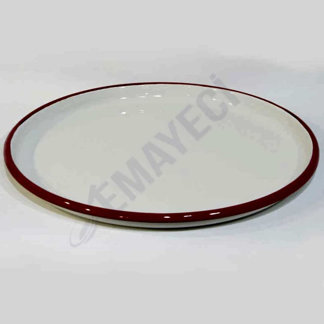 Emaye Pizza Tabağı 32 cm Kırmızı
