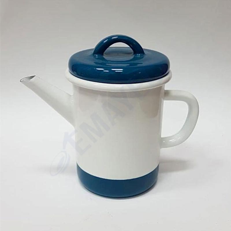 Emaye Silindir Demlik 850 ml Beyaz Laci