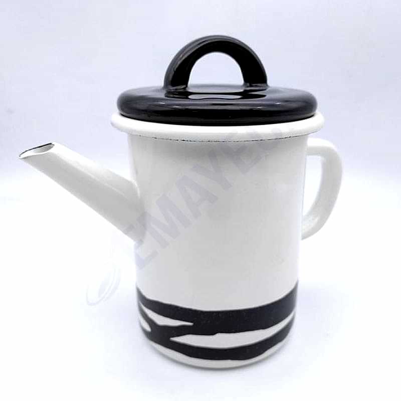 Emaye Silindir Demlik 850 ml Beyaz