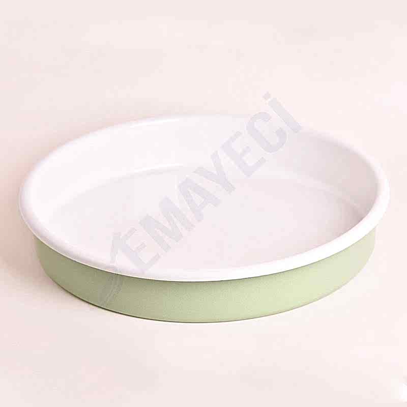 Emaye Yuvarlak Fırın Tepsisi Nil Yeşil