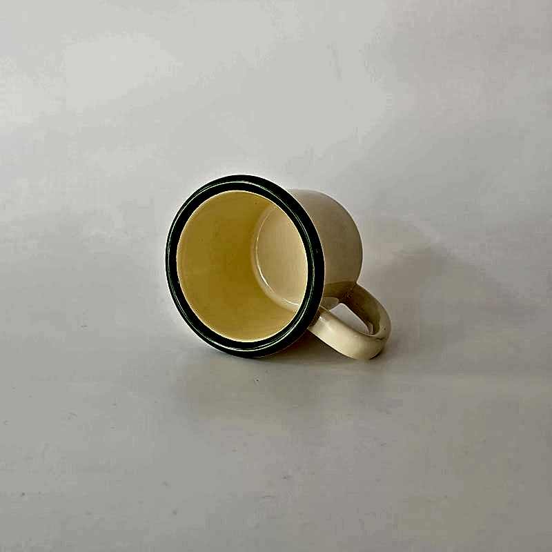 Emaye Küçük Kupa Krem Ağız Yeşil