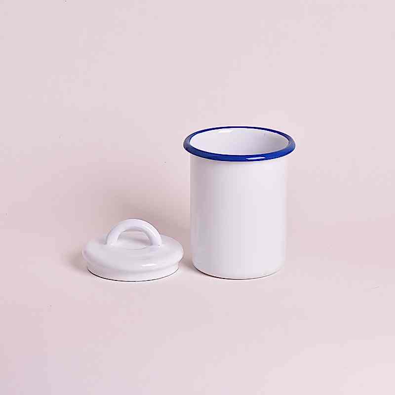 Emaye Kavanoz 1 No Beyaz Kobalt