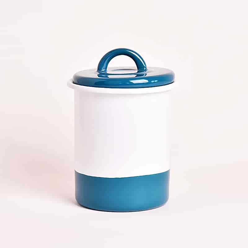 Emaye Kavanoz 3 No Mavi Beyaz