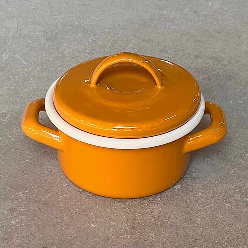 Emaye Mini Tencere Oksit Sarı 12 cm