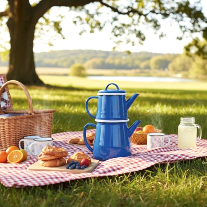 Camlica Home markalı, 7512 kalite çelikten ve 850°C'de pişirilmiş parlak kırmızı emaye çaydanlık seti. Gerçek kaliteyi anlamanın 5 kritik kuralı.